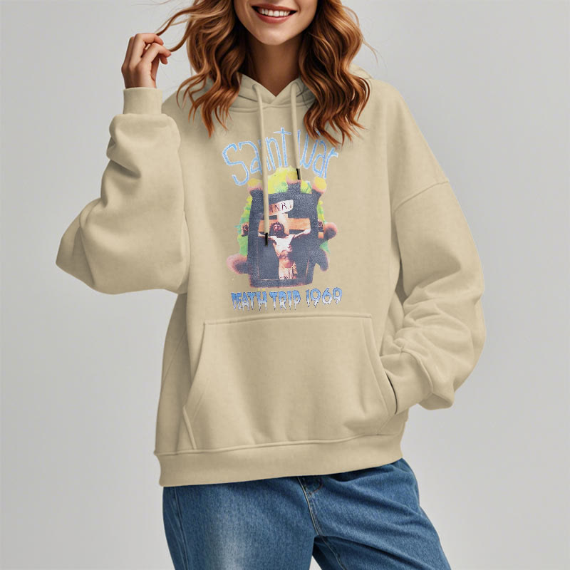 christiandiscipleshop Modern Colored Style Saint War Fleece Lined Polyester Hoodie