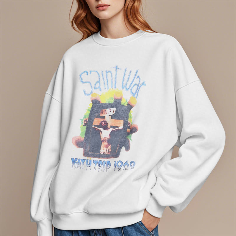 christiandiscipleshop Modern Colored Style Saint War Fleece Lined Polyester Sweatshirt