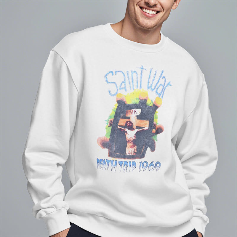 christiandiscipleshop Modern Colored Style Saint War Fleece Lined Polyester Sweatshirt