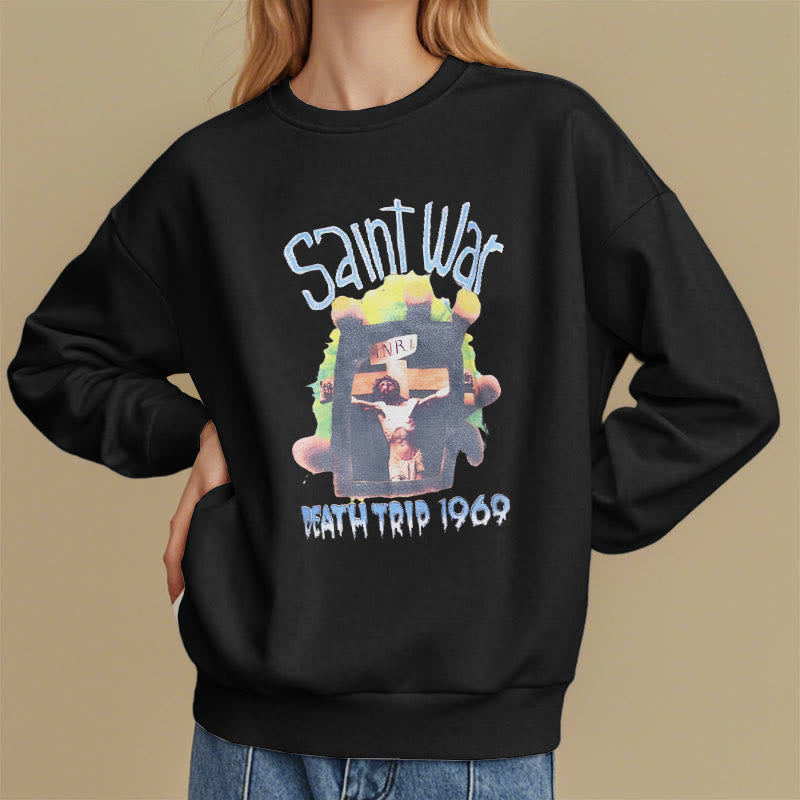 christiandiscipleshop Modern Colored Style Saint War Fleece Lined Polyester Sweatshirt