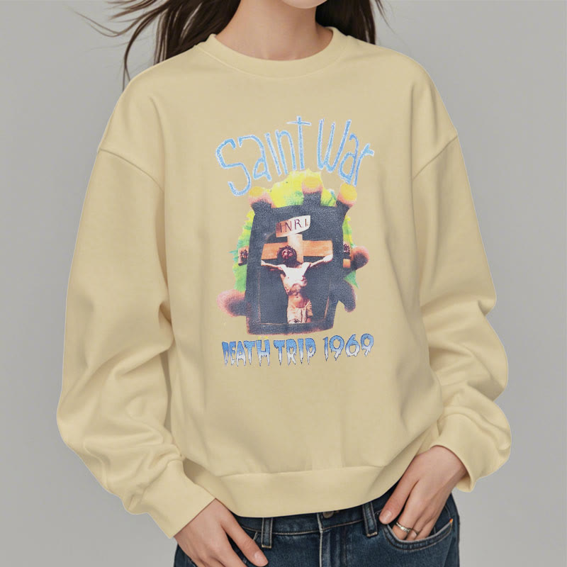 christiandiscipleshop Modern Colored Style Saint War Fleece Lined Polyester Sweatshirt