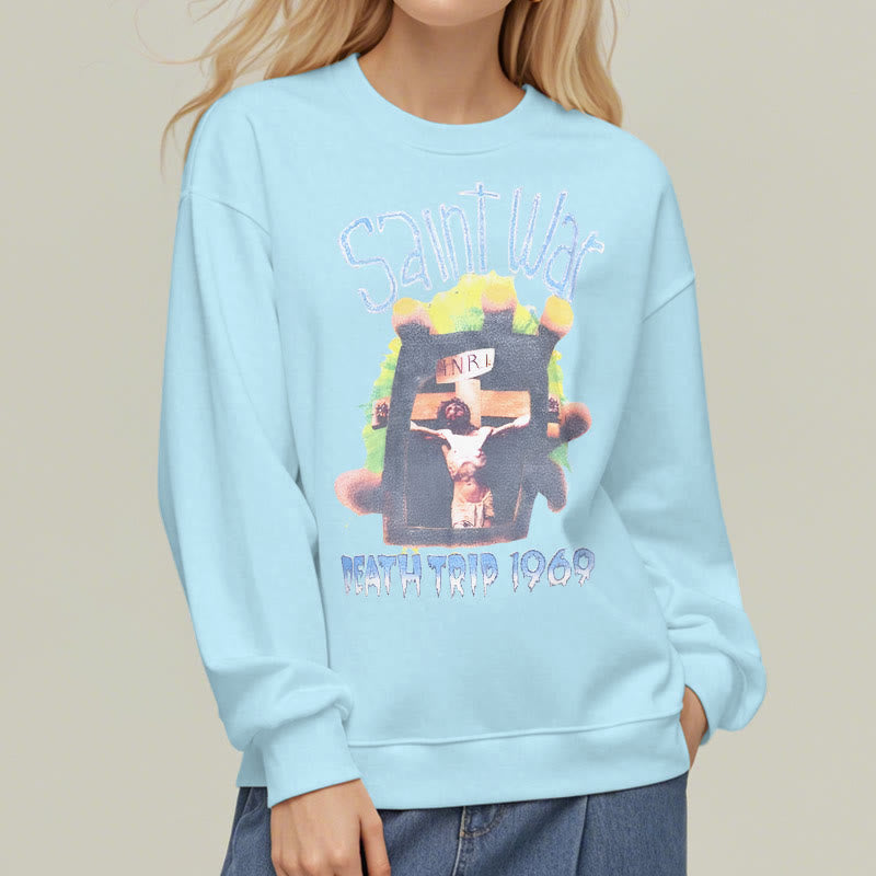 christiandiscipleshop Modern Colored Style Saint War Fleece Lined Polyester Sweatshirt