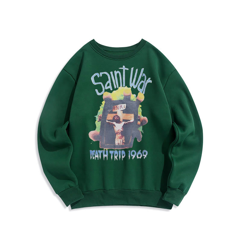 christiandiscipleshop Modern Colored Style Saint War Fleece Lined Polyester Sweatshirt