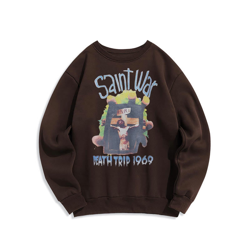 christiandiscipleshop Modern Colored Style Saint War Fleece Lined Polyester Sweatshirt