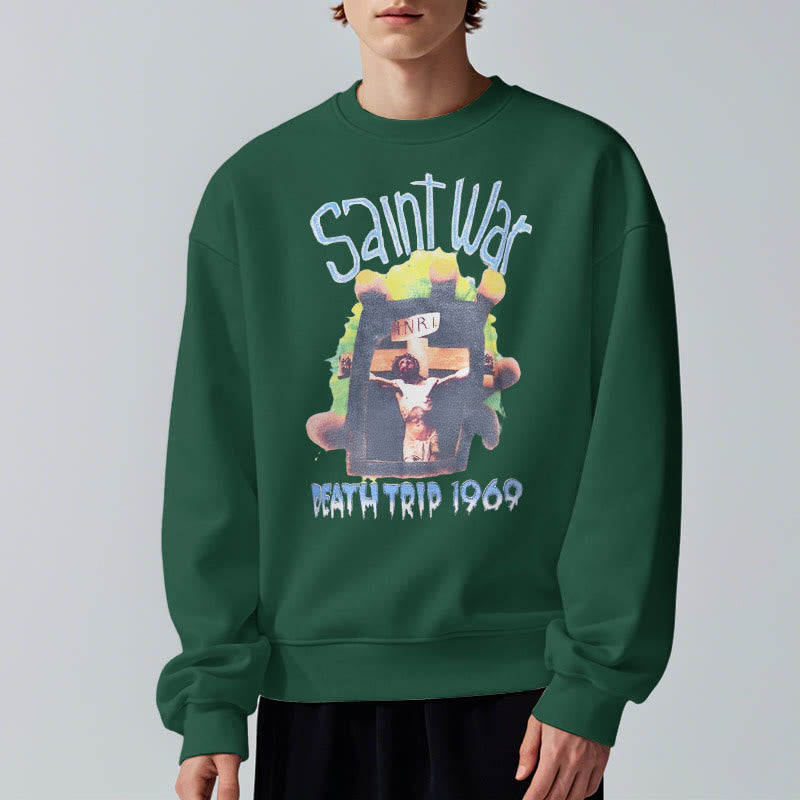 christiandiscipleshop Modern Colored Style Saint War Fleece Lined Polyester Sweatshirt