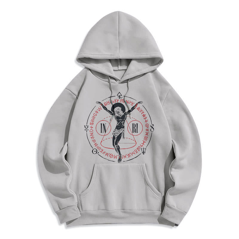 Christiandiscipleshop Classic Style Sacred INRI Crucifix Faith Fleece Lined Polyester Hoodie