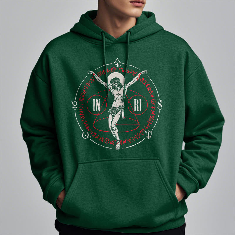 Christiandiscipleshop Classic Style Sacred INRI Crucifix Faith Fleece Lined Polyester Hoodie