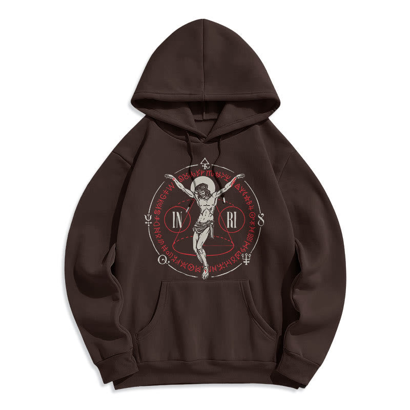 Christiandiscipleshop Classic Style Sacred INRI Crucifix Faith Fleece Lined Polyester Hoodie