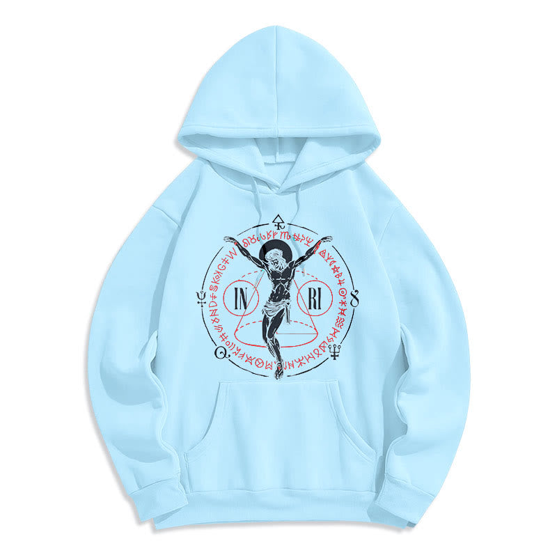 Christiandiscipleshop Classic Style Sacred INRI Crucifix Faith Fleece Lined Polyester Hoodie