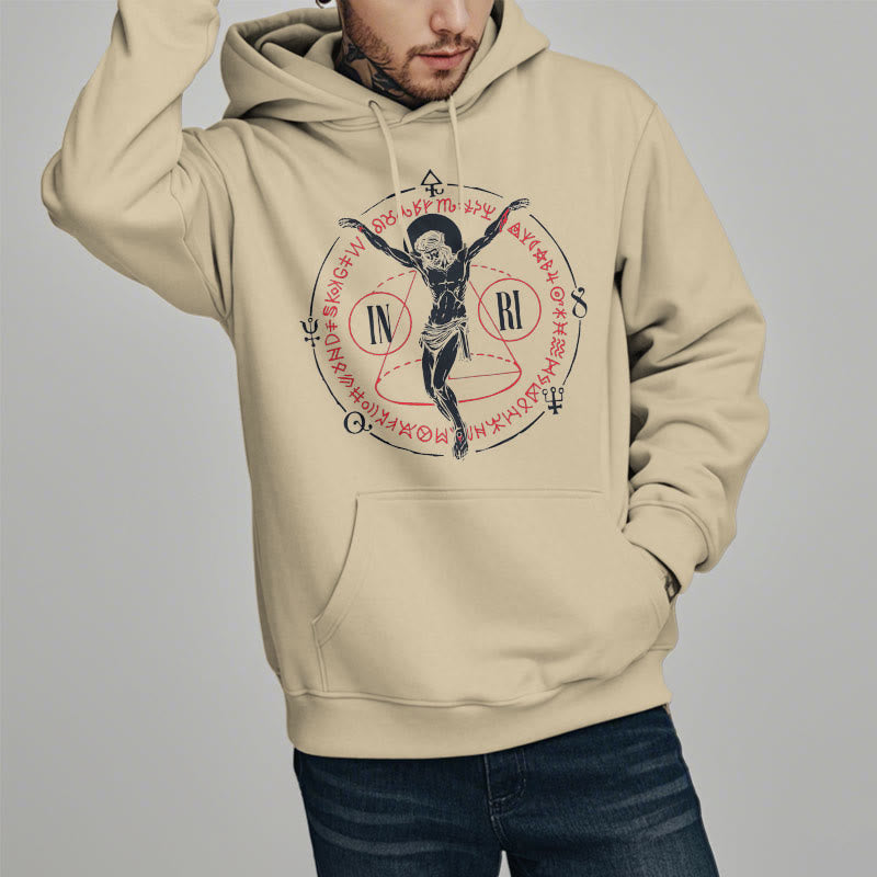 Christiandiscipleshop Classic Style Sacred INRI Crucifix Faith Fleece Lined Polyester Hoodie