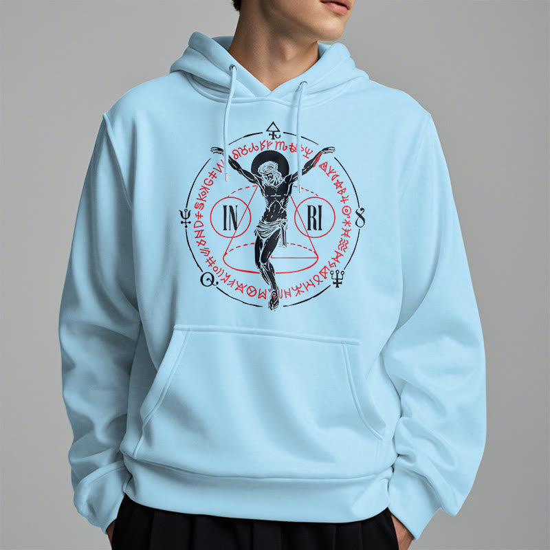 Christiandiscipleshop Classic Style Sacred INRI Crucifix Faith Fleece Lined Polyester Hoodie
