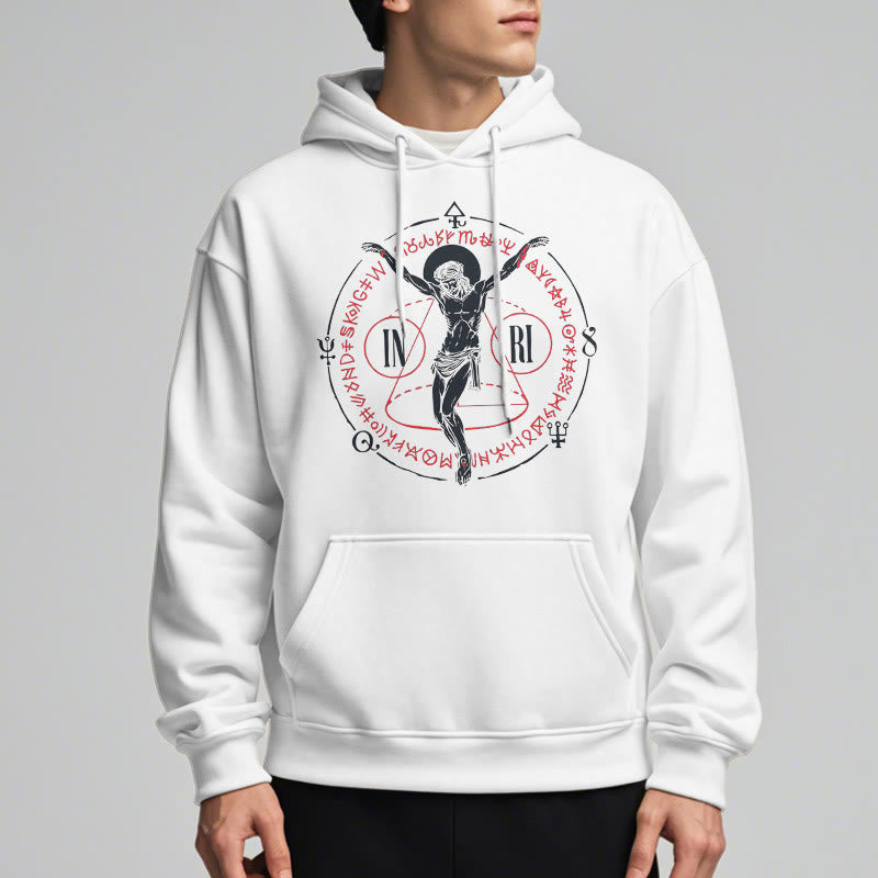 Christiandiscipleshop Classic Style Sacred INRI Crucifix Faith Fleece Lined Polyester Hoodie