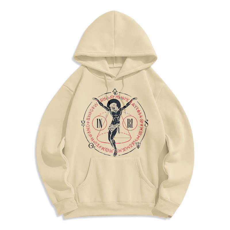 Christiandiscipleshop Classic Style Sacred INRI Crucifix Faith Fleece Lined Polyester Hoodie