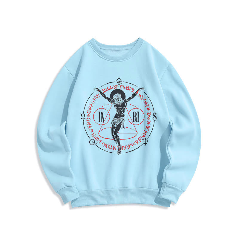 Christiandiscipleshop Classic Style Sacred INRI Crucifix Faith Fleece Lined Polyester Sweatshirt