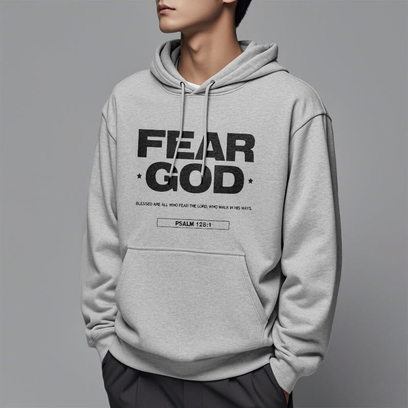 Christianartworkshop Kapuzenpullover aus Polyester im klassischen Zitat-Stil „Fear God Faith Blessed“ mit Fleecefutter