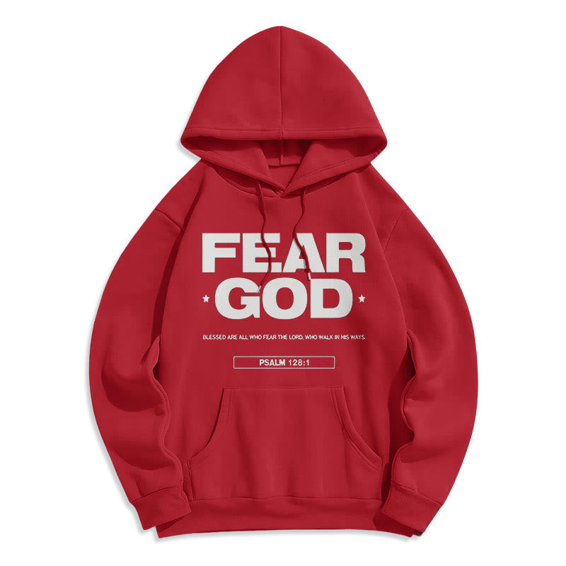 Christianartworkshop Kapuzenpullover aus Polyester im klassischen Zitat-Stil „Fear God Faith Blessed“ mit Fleecefutter