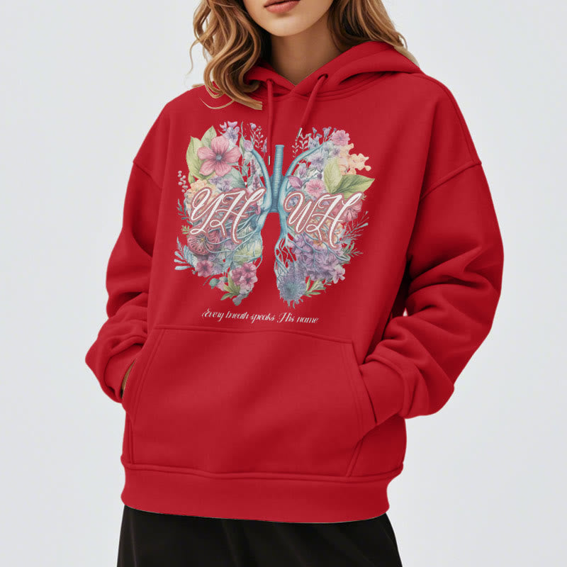 Christiandiscipleshop Colored Style Every Breath Speaks His Name Fleece Lined Polyester Hoodie