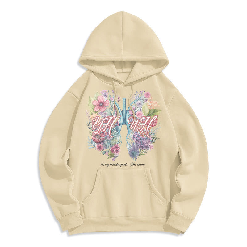 Christiandiscipleshop Colored Style Every Breath Speaks His Name Fleece Lined Polyester Hoodie