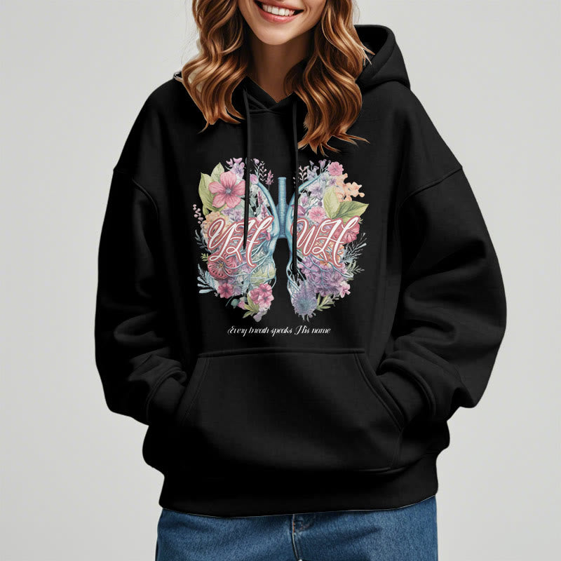 Christiandiscipleshop Colored Style Every Breath Speaks His Name Fleece Lined Polyester Hoodie