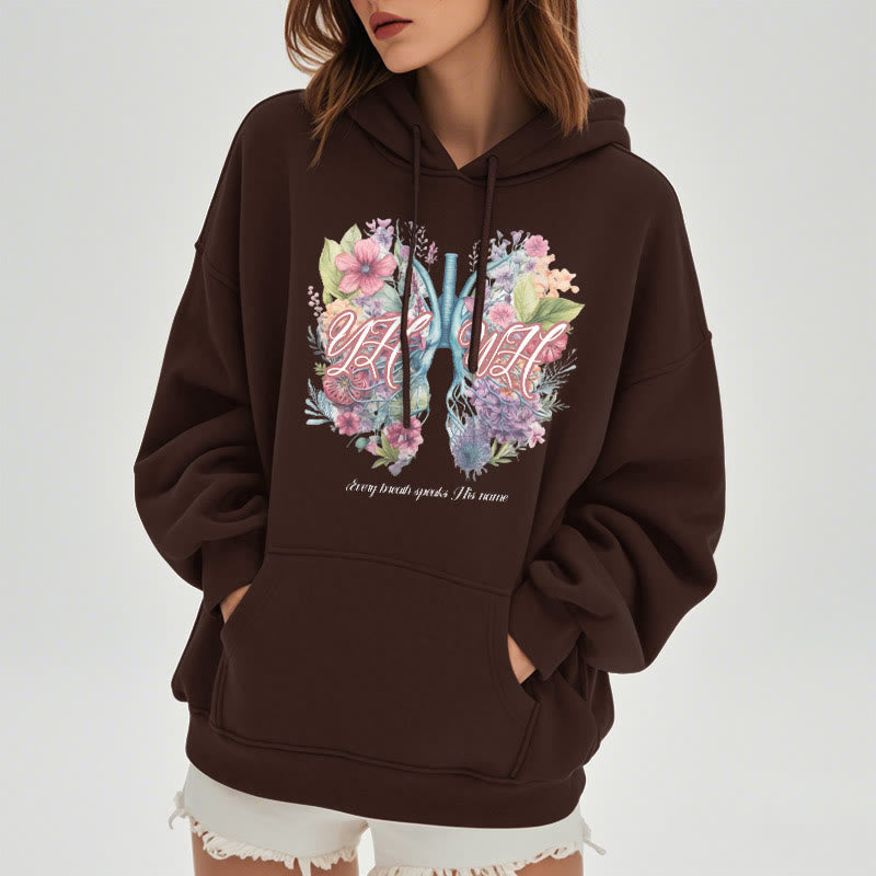 Christiandiscipleshop Colored Style Every Breath Speaks His Name Fleece Lined Polyester Hoodie