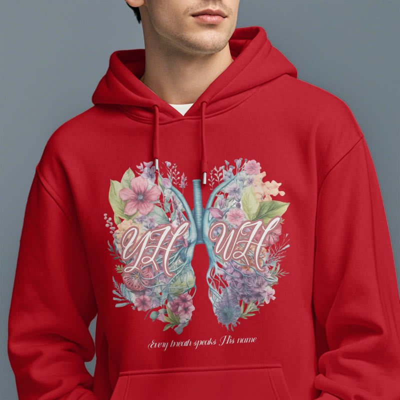 Christiandiscipleshop Colored Style Every Breath Speaks His Name Fleece Lined Polyester Hoodie