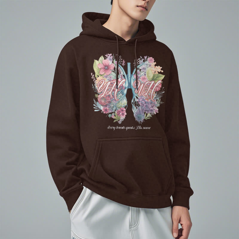 Christiandiscipleshop Colored Style Every Breath Speaks His Name Fleece Lined Polyester Hoodie