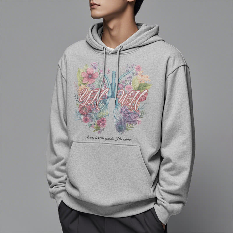 Christiandiscipleshop Colored Style Every Breath Speaks His Name Fleece Lined Polyester Hoodie