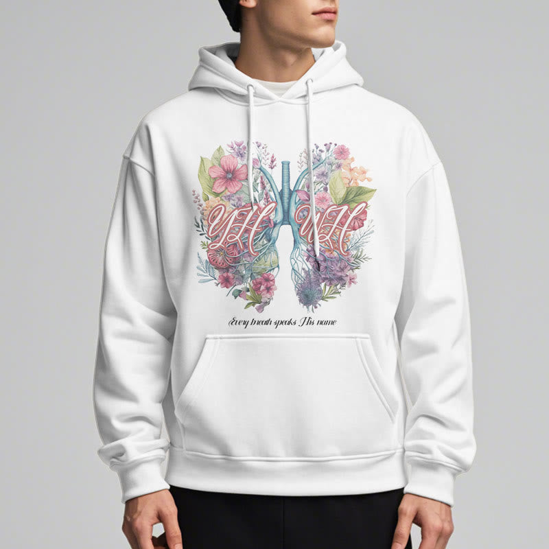 Christiandiscipleshop Colored Style Every Breath Speaks His Name Fleece Lined Polyester Hoodie