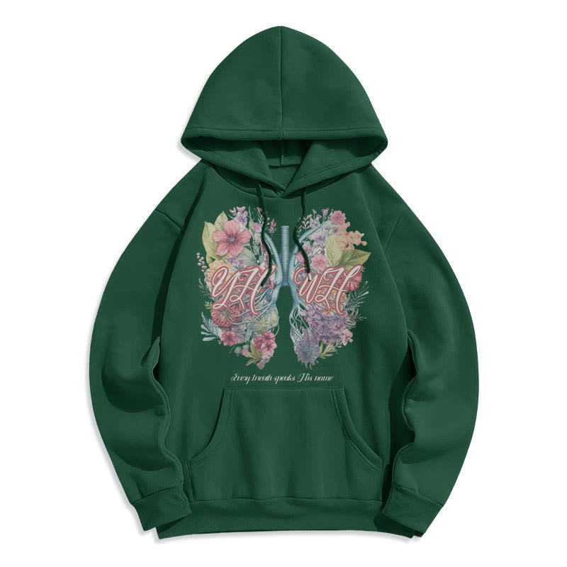Christiandiscipleshop Colored Style Every Breath Speaks His Name Fleece Lined Polyester Hoodie