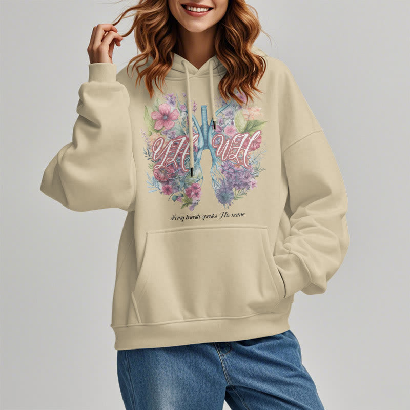 Christiandiscipleshop Colored Style Every Breath Speaks His Name Fleece Lined Polyester Hoodie