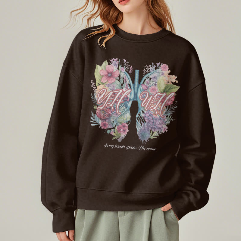 Christiandiscipleshop Colored Style Every Breath Speaks His Name Fleece Lined Polyester Sweatshirt