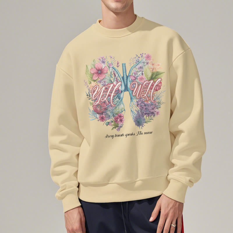 Christiandiscipleshop Colored Style Every Breath Speaks His Name Fleece Lined Polyester Sweatshirt