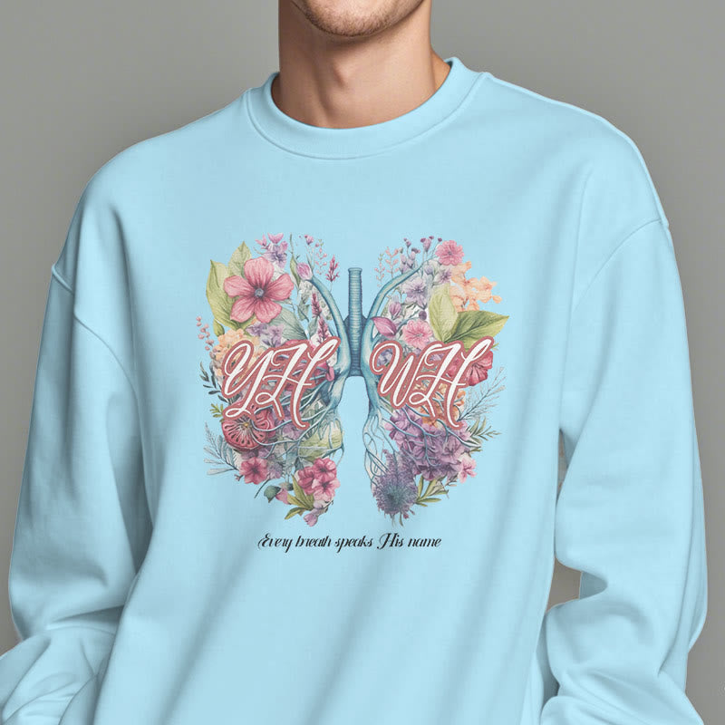 Christiandiscipleshop Colored Style Every Breath Speaks His Name Fleece Lined Polyester Sweatshirt