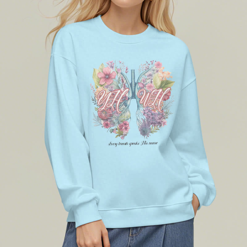 Christiandiscipleshop Colored Style Every Breath Speaks His Name Fleece Lined Polyester Sweatshirt