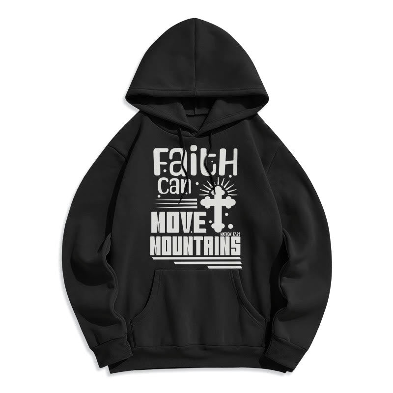 christiandiscipleshop Modern Style Faith Can Move Mountains Fleece Lined Polyester Hoodie