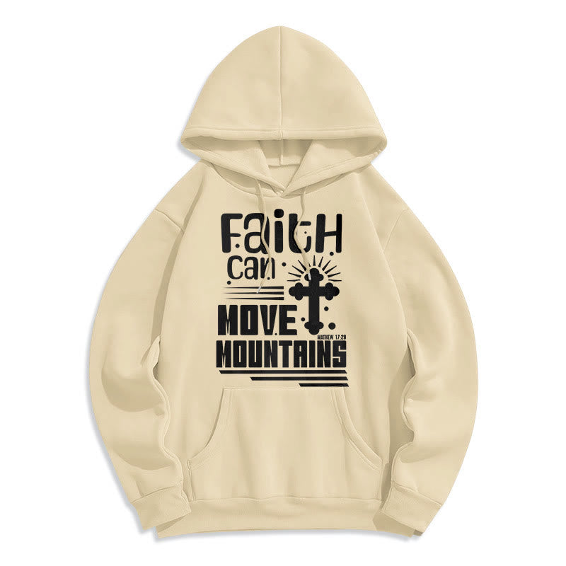 christiandiscipleshop Modern Style Faith Can Move Mountains Fleece Lined Polyester Hoodie