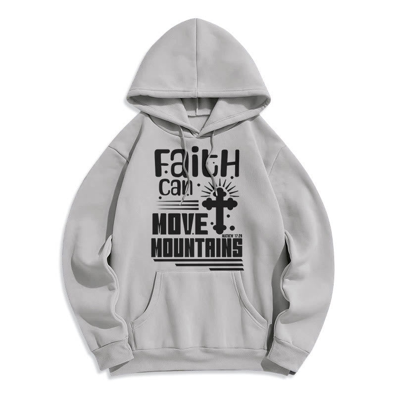 christiandiscipleshop Modern Style Faith Can Move Mountains Fleece Lined Polyester Hoodie