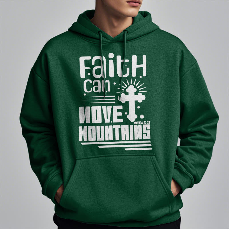 christiandiscipleshop Modern Style Faith Can Move Mountains Fleece Lined Polyester Hoodie