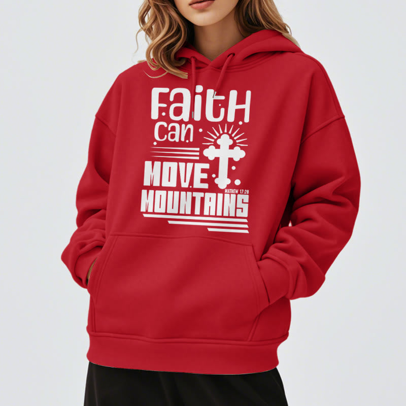 christiandiscipleshop Modern Style Faith Can Move Mountains Fleece Lined Polyester Hoodie