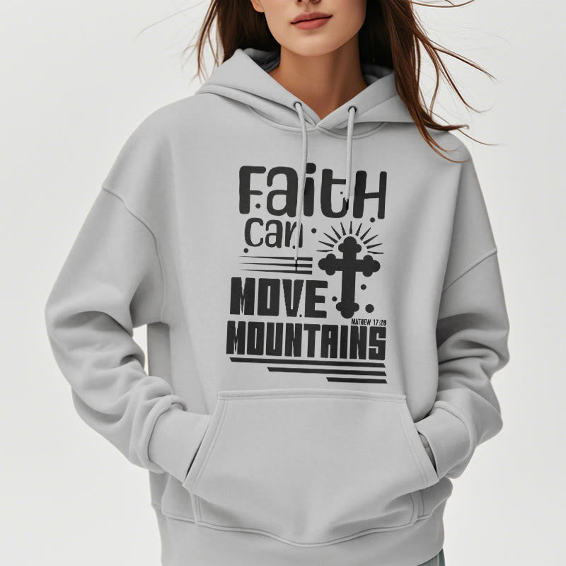 christiandiscipleshop Modern Style Faith Can Move Mountains Fleece Lined Polyester Hoodie