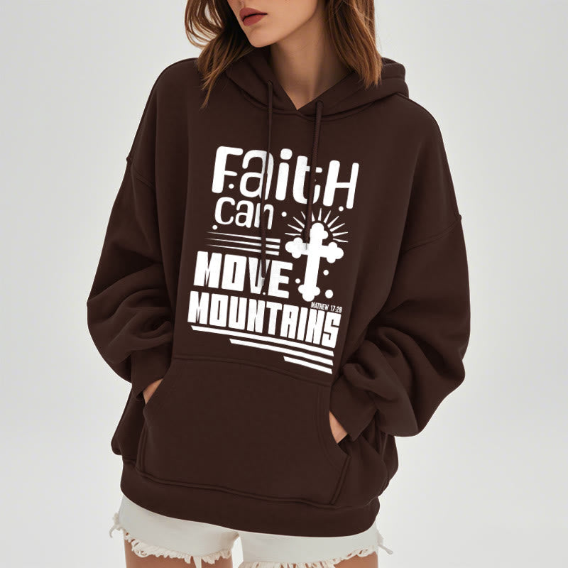 christiandiscipleshop Modern Style Faith Can Move Mountains Fleece Lined Polyester Hoodie