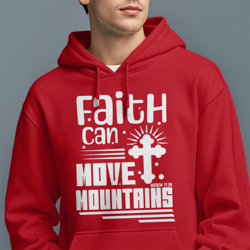christiandiscipleshop Modern Style Faith Can Move Mountains Fleece Lined Polyester Hoodie