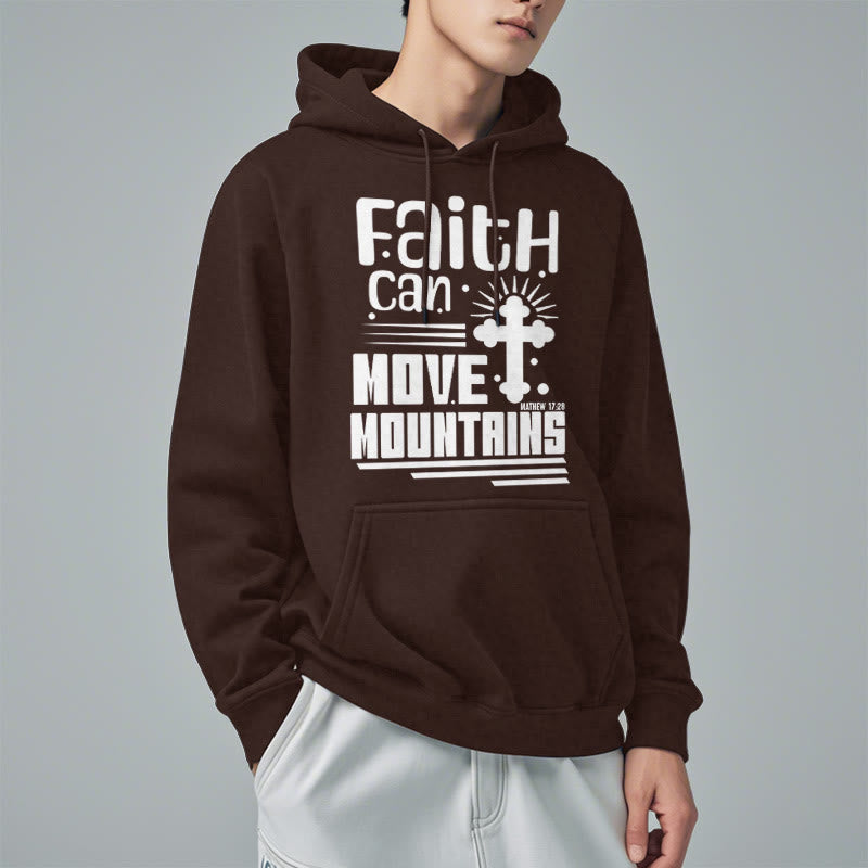 christiandiscipleshop Modern Style Faith Can Move Mountains Fleece Lined Polyester Hoodie