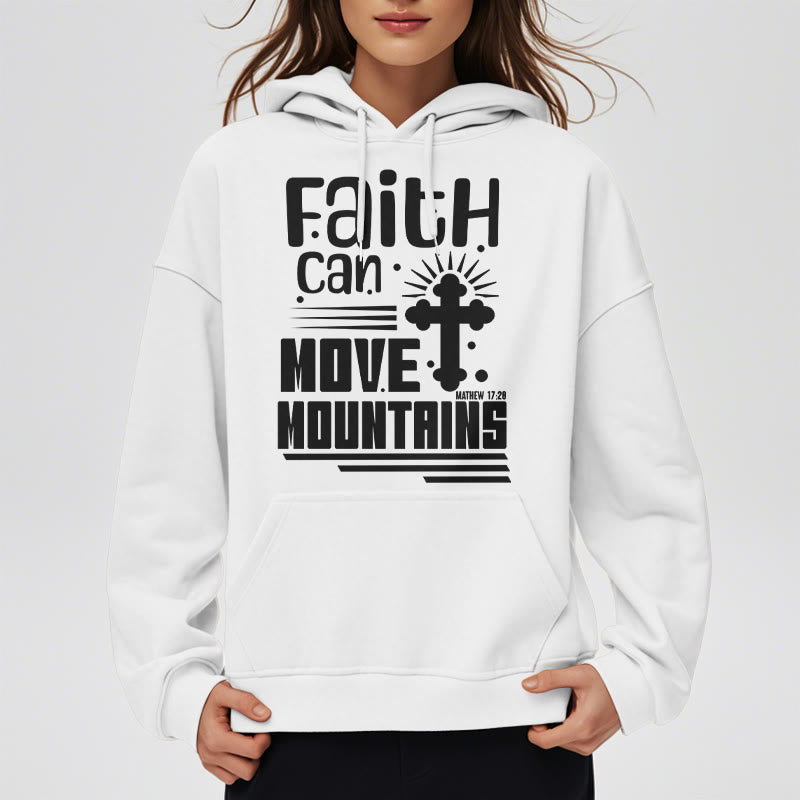 christiandiscipleshop Modern Style Faith Can Move Mountains Fleece Lined Polyester Hoodie