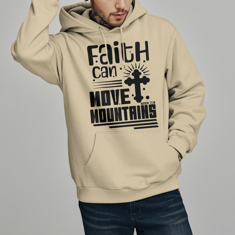 christiandiscipleshop Modern Style Faith Can Move Mountains Fleece Lined Polyester Hoodie