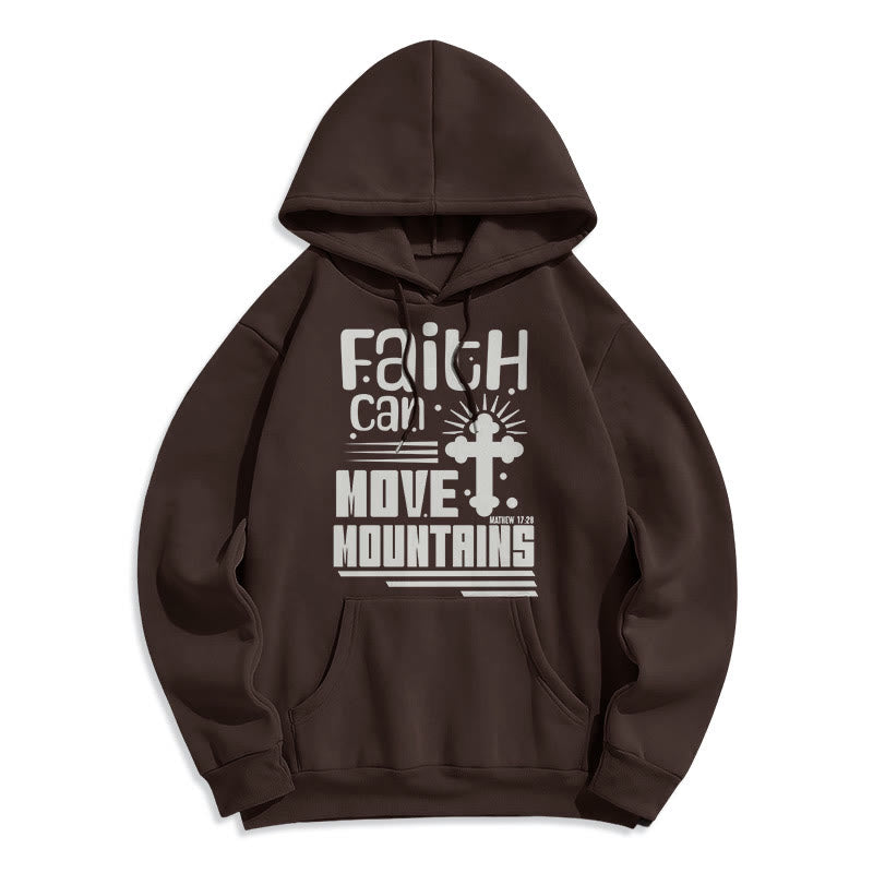 christiandiscipleshop Modern Style Faith Can Move Mountains Fleece Lined Polyester Hoodie