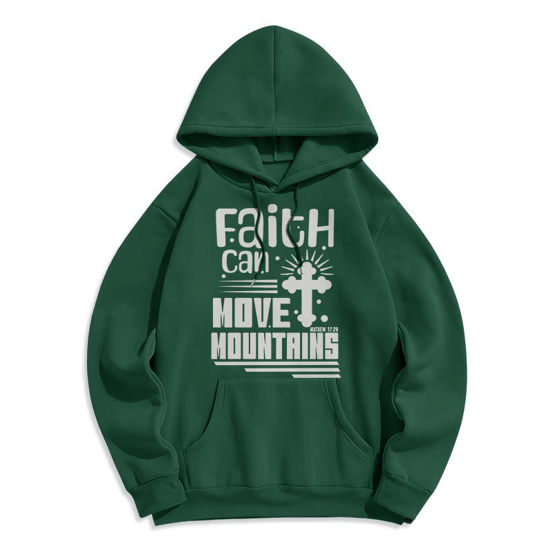 christiandiscipleshop Modern Style Faith Can Move Mountains Fleece Lined Polyester Hoodie