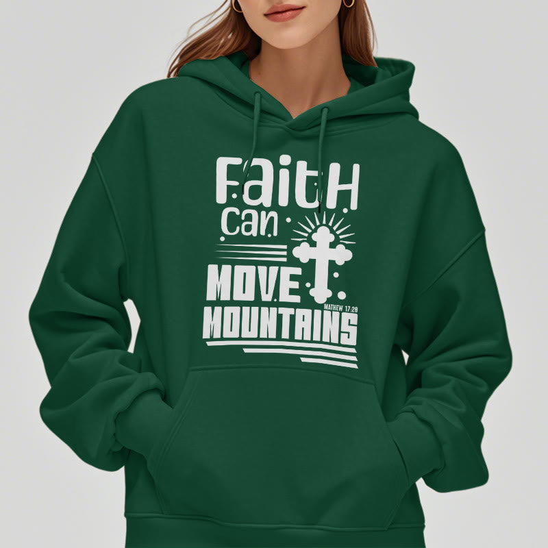 christiandiscipleshop Modern Style Faith Can Move Mountains Fleece Lined Polyester Hoodie
