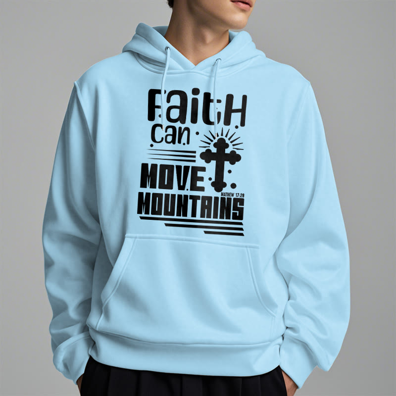 christiandiscipleshop Modern Style Faith Can Move Mountains Fleece Lined Polyester Hoodie