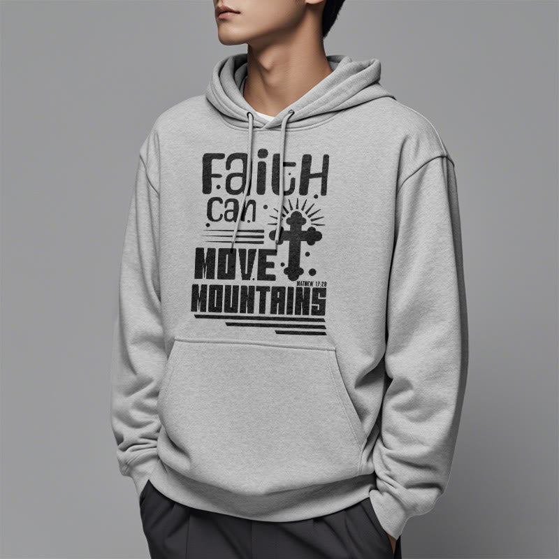 christiandiscipleshop Modern Style Faith Can Move Mountains Fleece Lined Polyester Hoodie